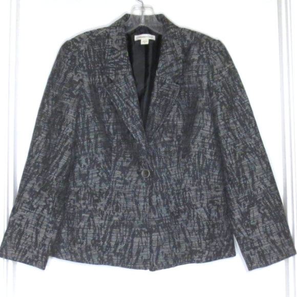 Coldwater Creek Blazer Jacket Black White Classic Career Tailored Style Size P8 - Picture 1 of 11